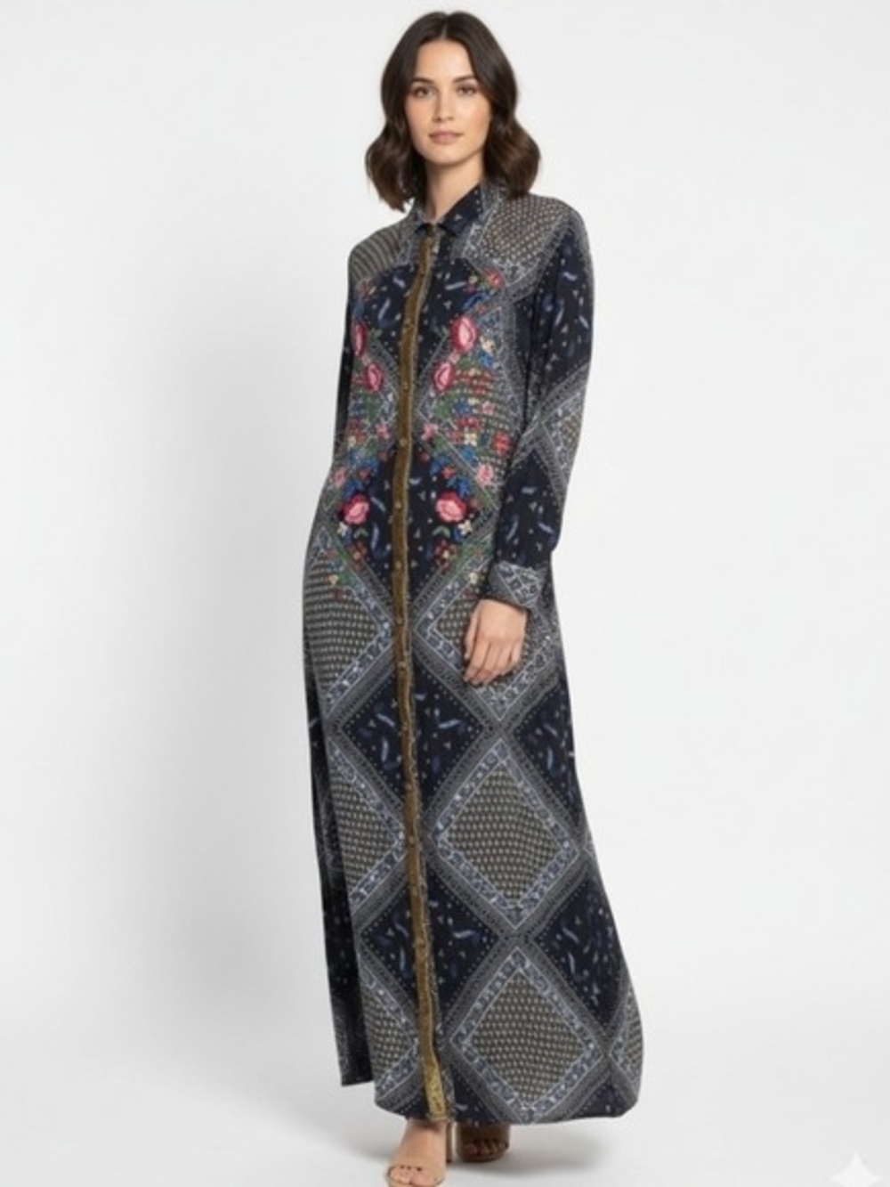 Silent Journey Velvet Trim Dress